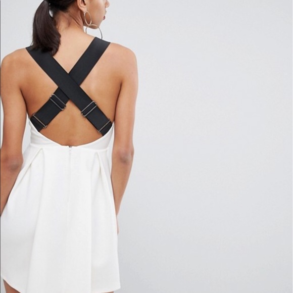 white dress with black straps